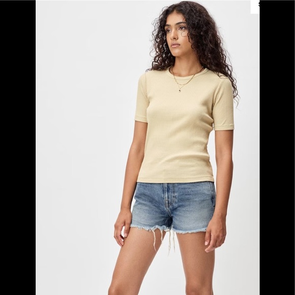 John Elliott Tops - John Elliott Cotton Rib Crop Tee in Utah Size 0 XS